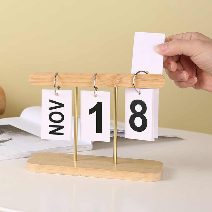 Black Minimalist Wooden Flip Calendar