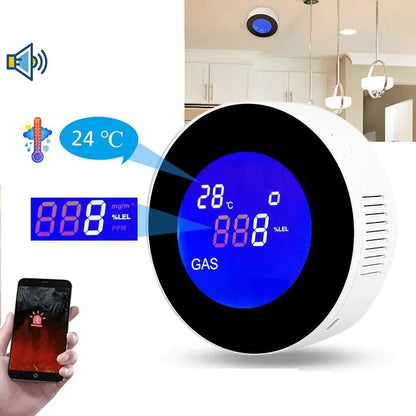 Wi-Fi Smart Natural Gas Detector - Digital LCD Temperature Display