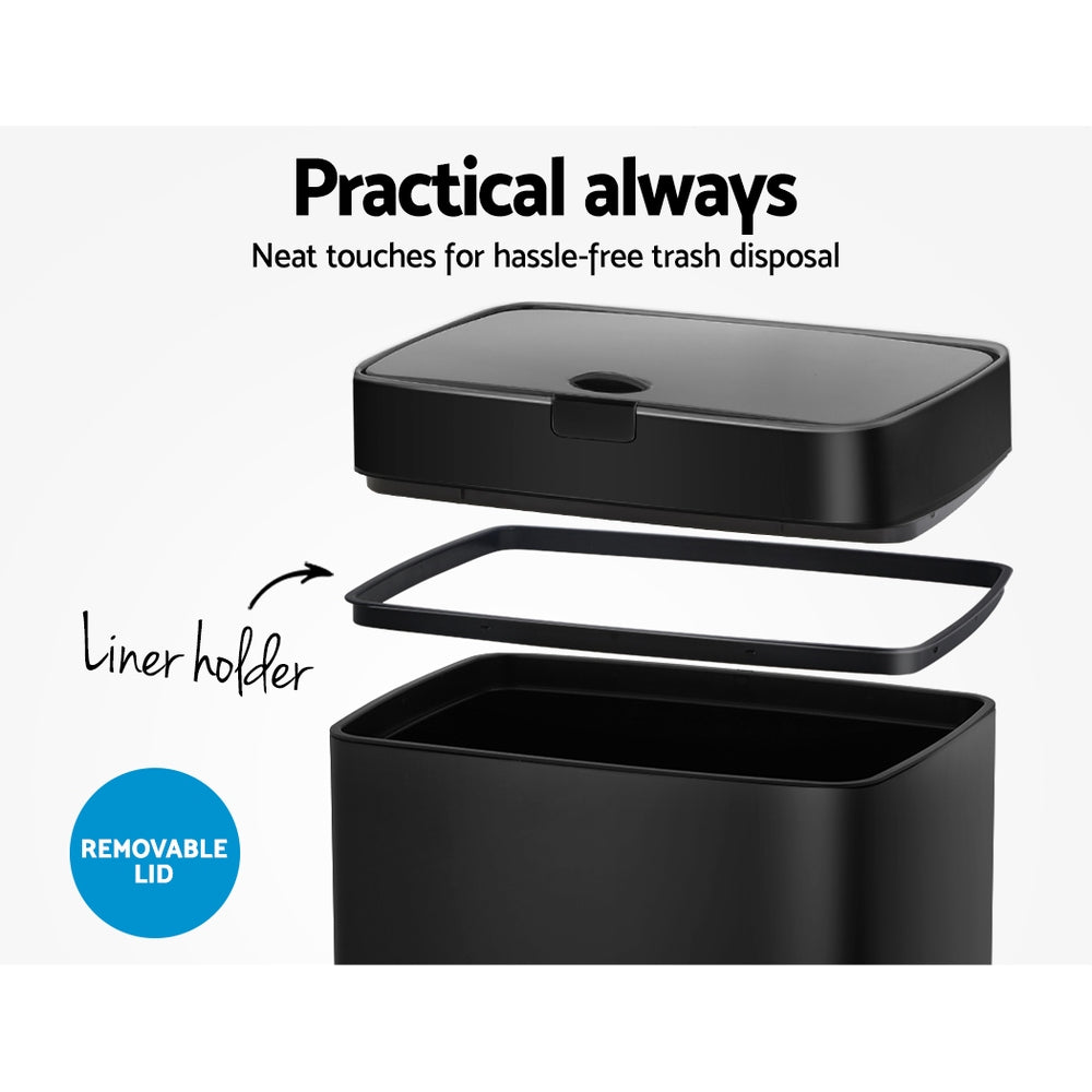 45L Automatic Motion Sensor Bin – Black