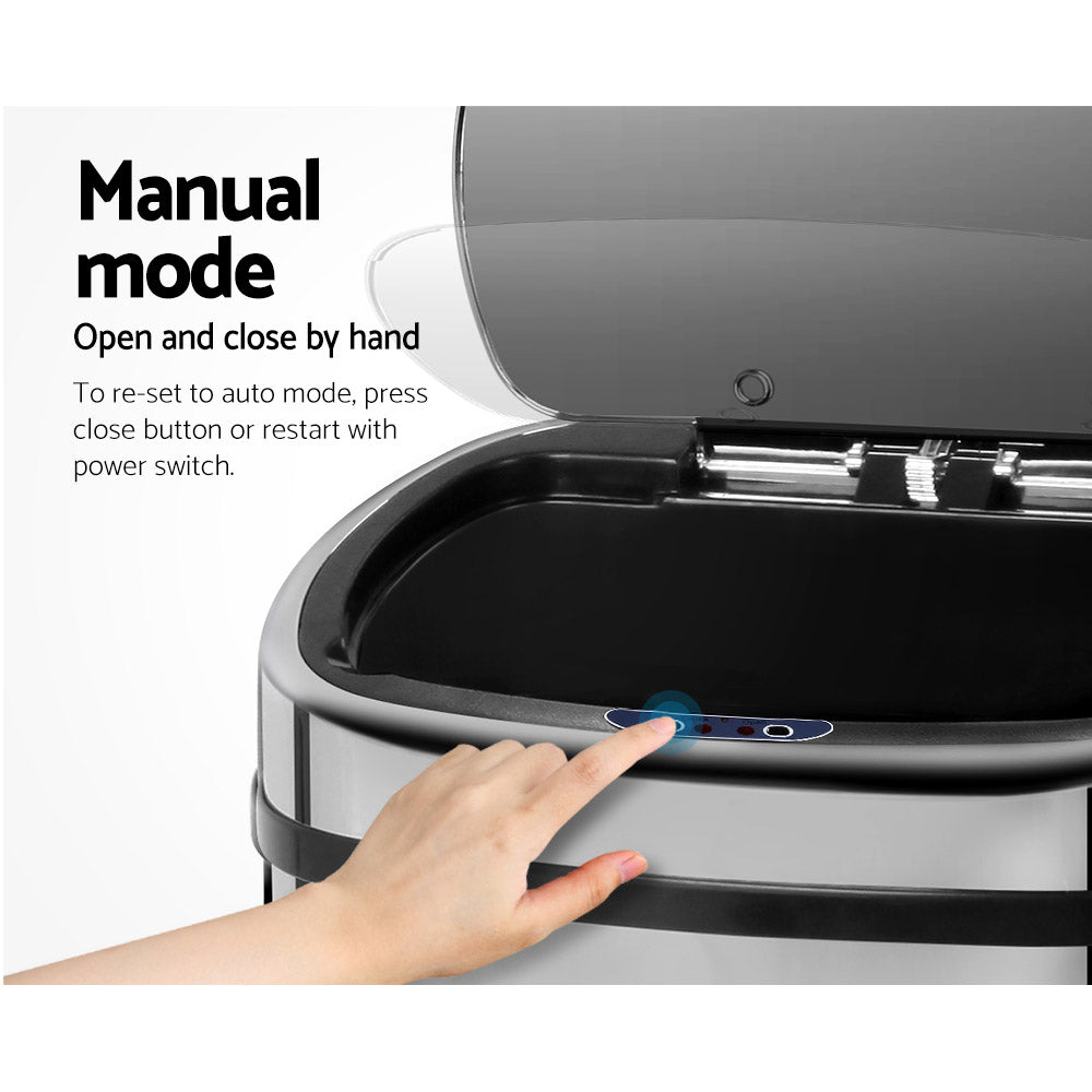 68L Automatic Motion Sensor Bin - Silver