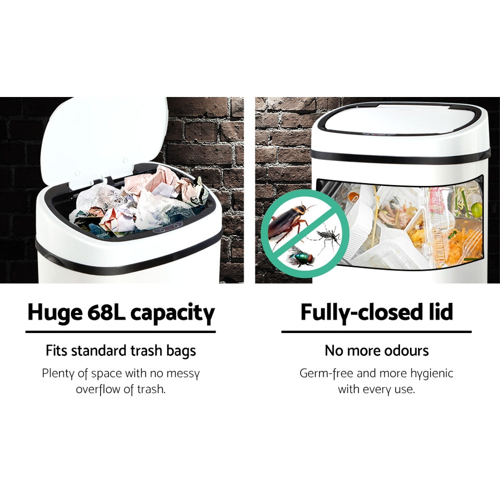 68L Automatic Motion Sensor Bin – White