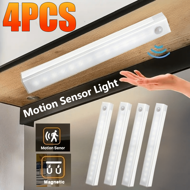 Magnetic LED Motion Sensor Light Strip – 4-Pack, 3-Colour