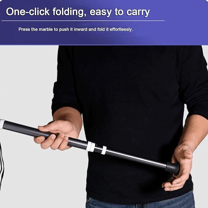 Lightweight Foldable Walking Cane – Dual-Mode T/Grip, 0.26kg