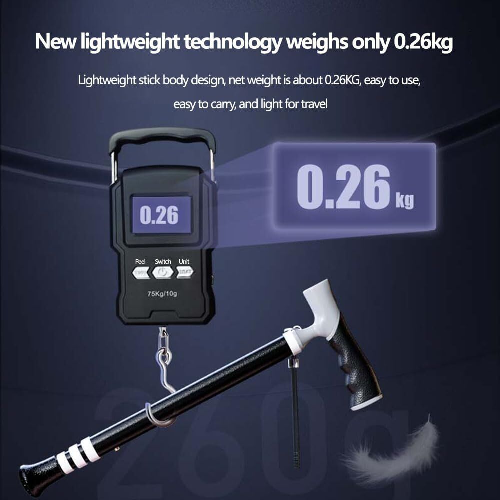 Lightweight Foldable Walking Cane – Dual-Mode T/Grip, 0.26kg
