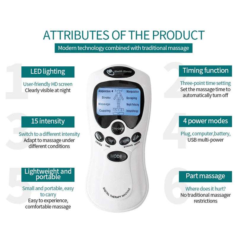 Electric EMS TENS Pulse Massager – 8 Pads, 8 Modes