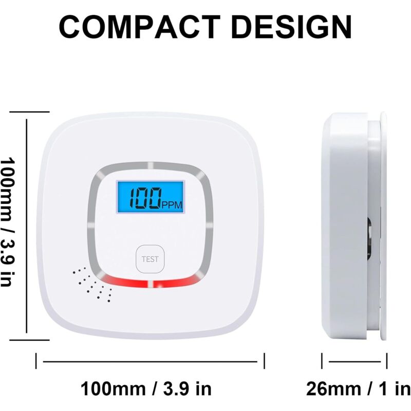 Carbon Monoxide Detector – Battery Operated with Digital Display & Dual Alarm