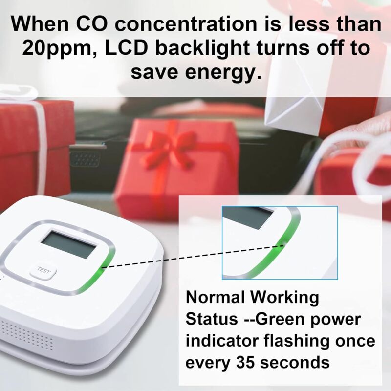 Carbon Monoxide Detector – Battery Operated with Digital Display & Dual Alarm
