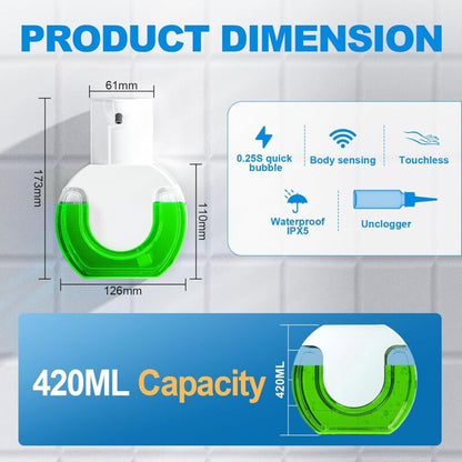 Touchless Automatic Soap Dispenser – 420ml USB Rechargeable with 4 Levels