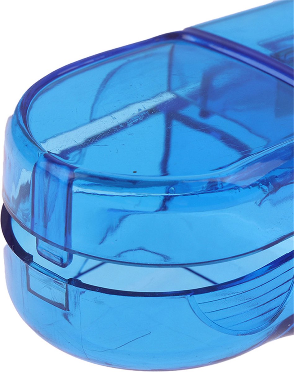 2-in-1 Pill Cutter & Storage Box – Stainless Steel Blade with UV Protection – Blue
