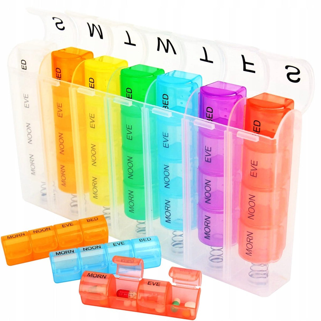 7 Day Pill Organiser – 28 Compartments, 4 Daily Doses, Easy-Open Design