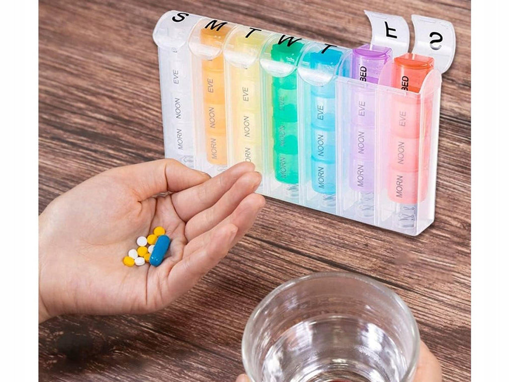 7 Day Pill Organiser – 28 Compartments, 4 Daily Doses, Easy-Open Design