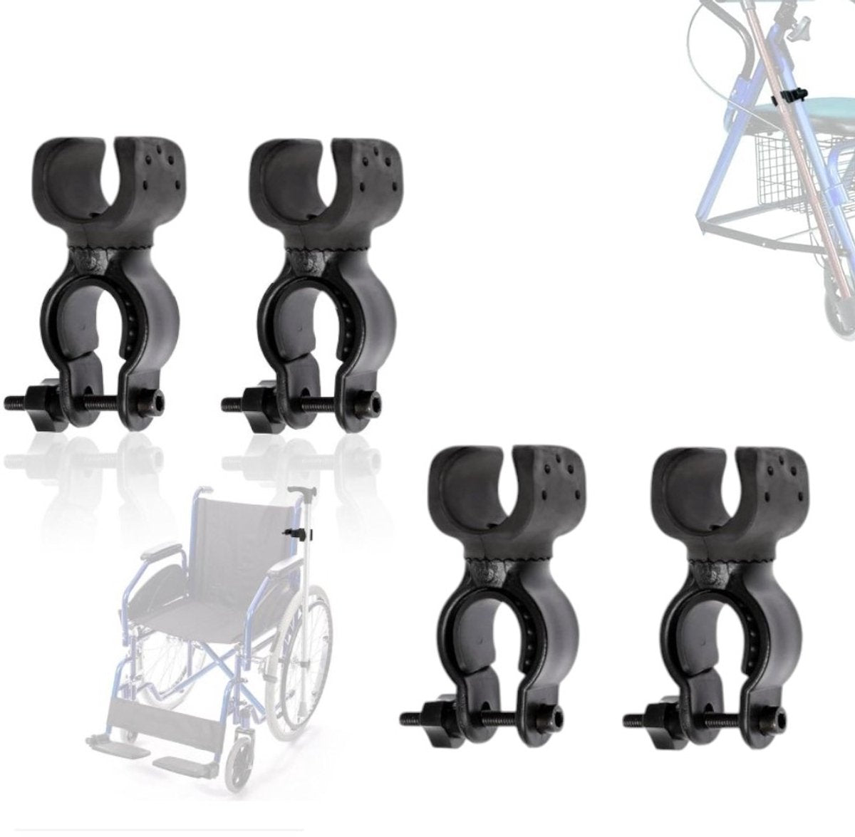 Universal Cane & Crutch Holder 4-Pack – 360° Rotation