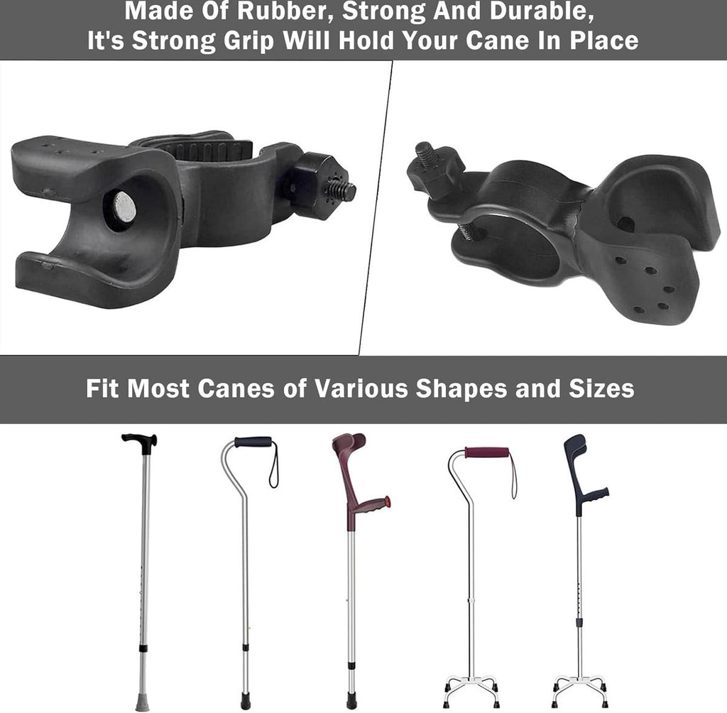Universal Cane & Crutch Holder 4-Pack – 360° Rotation