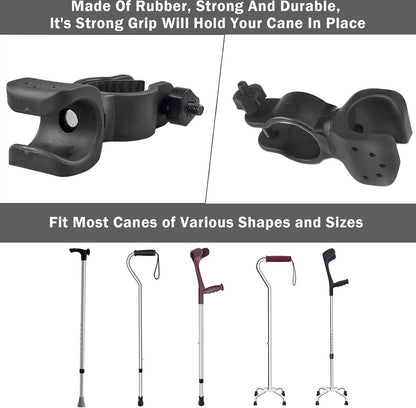 Universal Cane & Crutch Holder 4-Pack – 360° Rotation