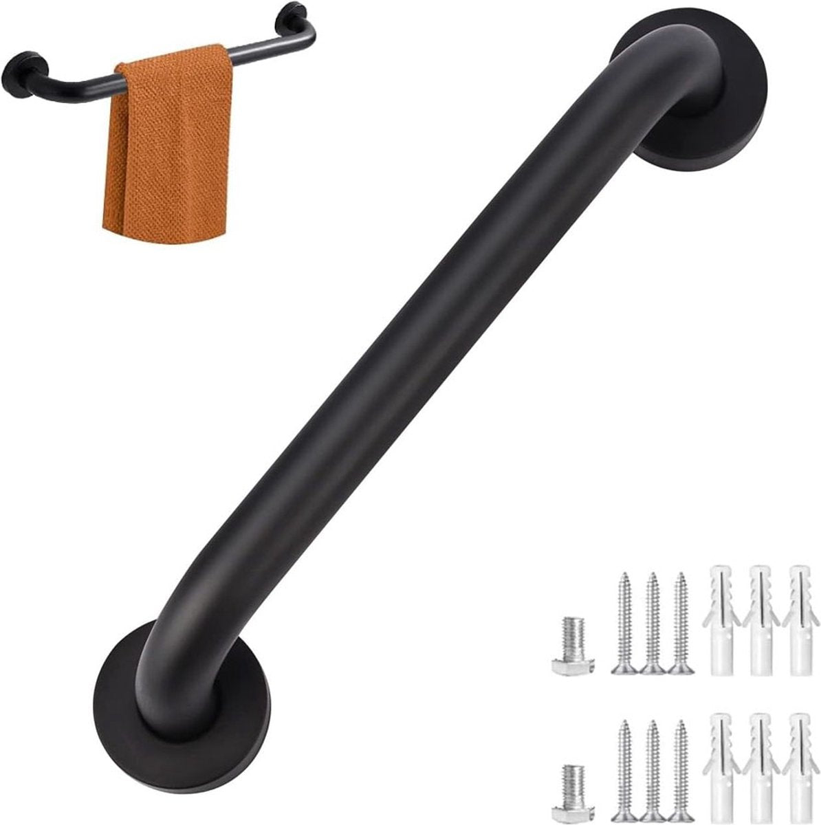 Matte Black Wall Grab Bar – 40cm