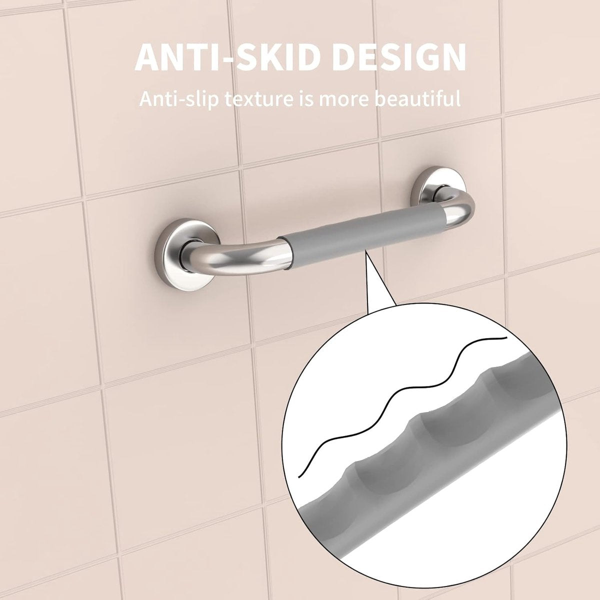 Wall Grab Bar with Silicone Sleeve – 30cm, 500lb Capacity