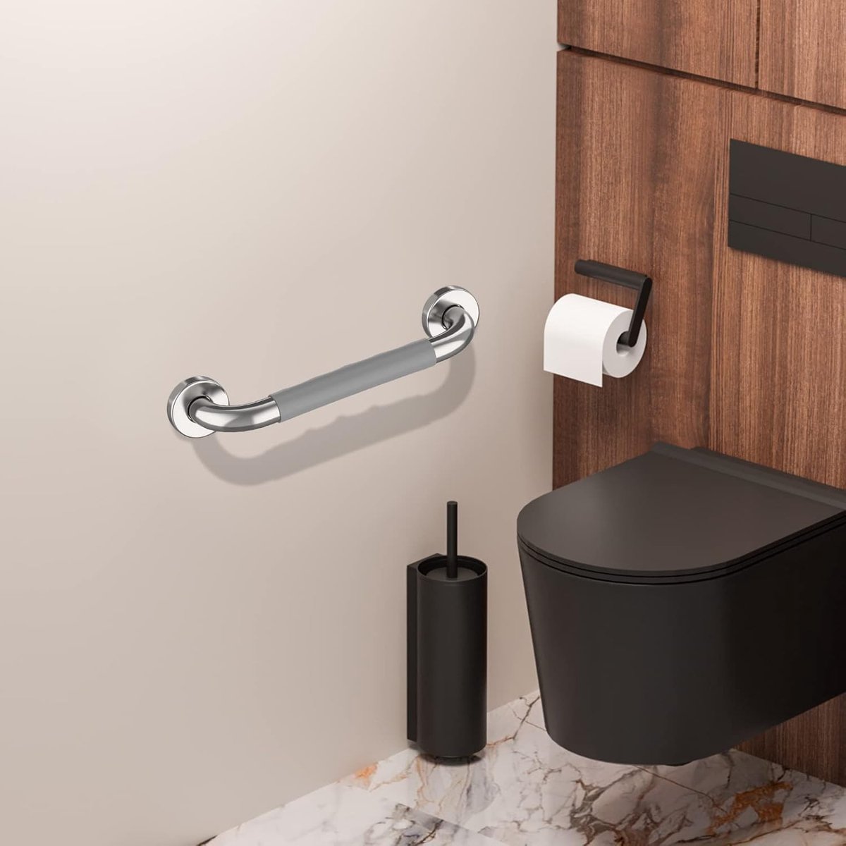 Wall Grab Bar with Silicone Sleeve – 30cm, 500lb Capacity