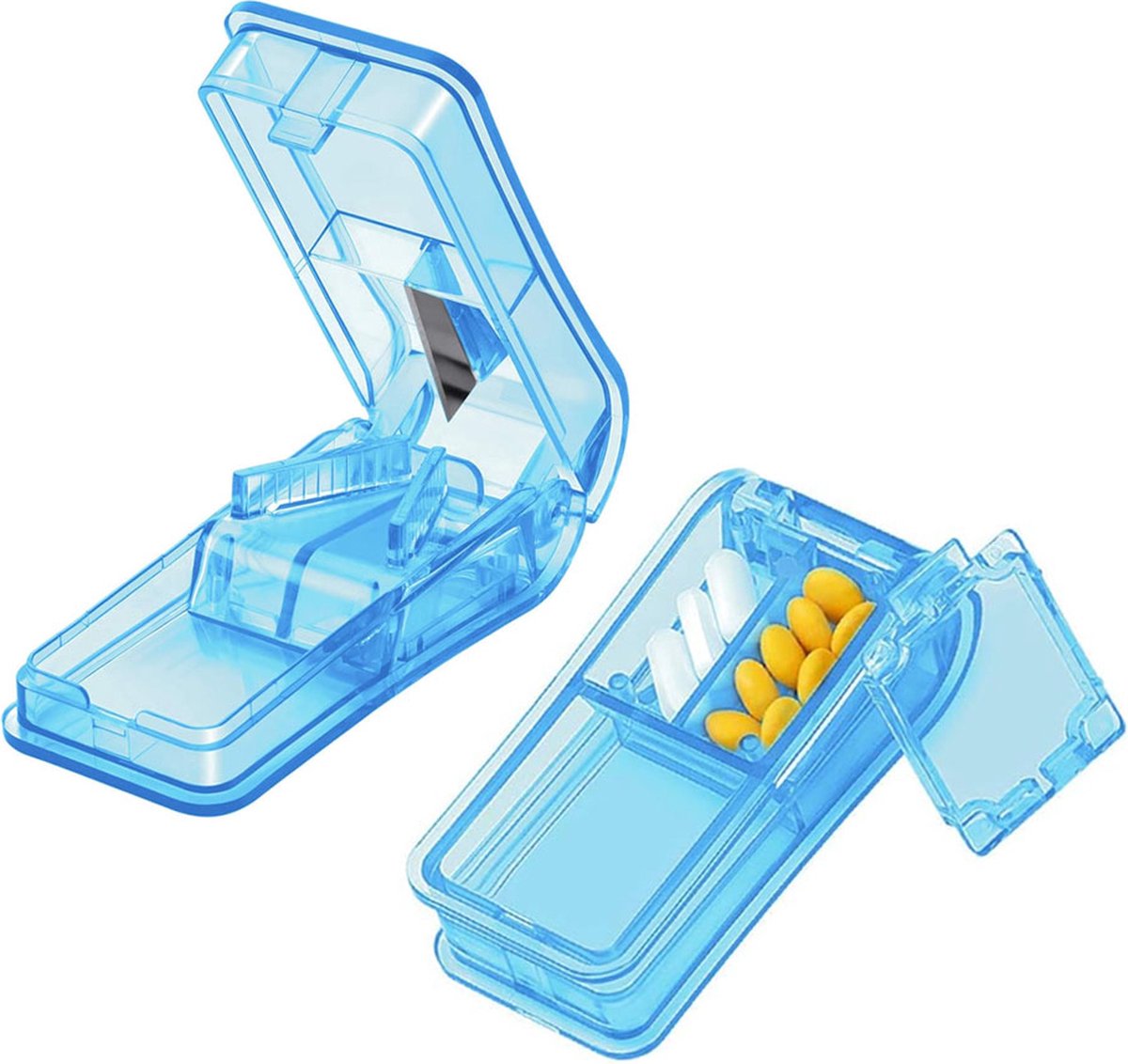 Pill Cutter & Splitter – BPA-Free V-Groove Design for Small & Large Pills – Blue