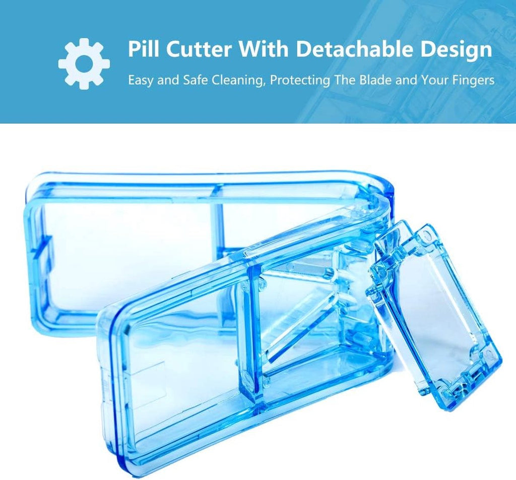 Pill Cutter & Splitter – BPA-Free V-Groove Design for Small & Large Pills – Blue