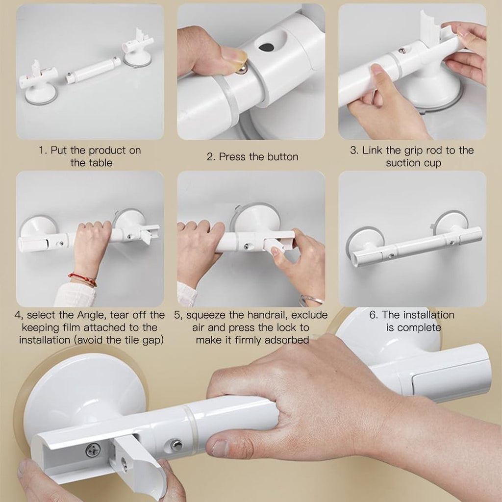 No-Drill Suction Cup Grab Bar – 35cm, Fluorescent