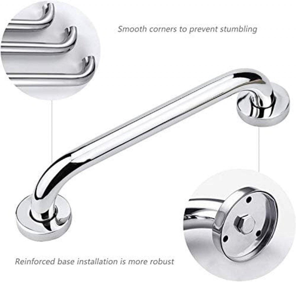 Stainless Steel Shower Grab Bar – 30cm, Silver, 100kg Capacity