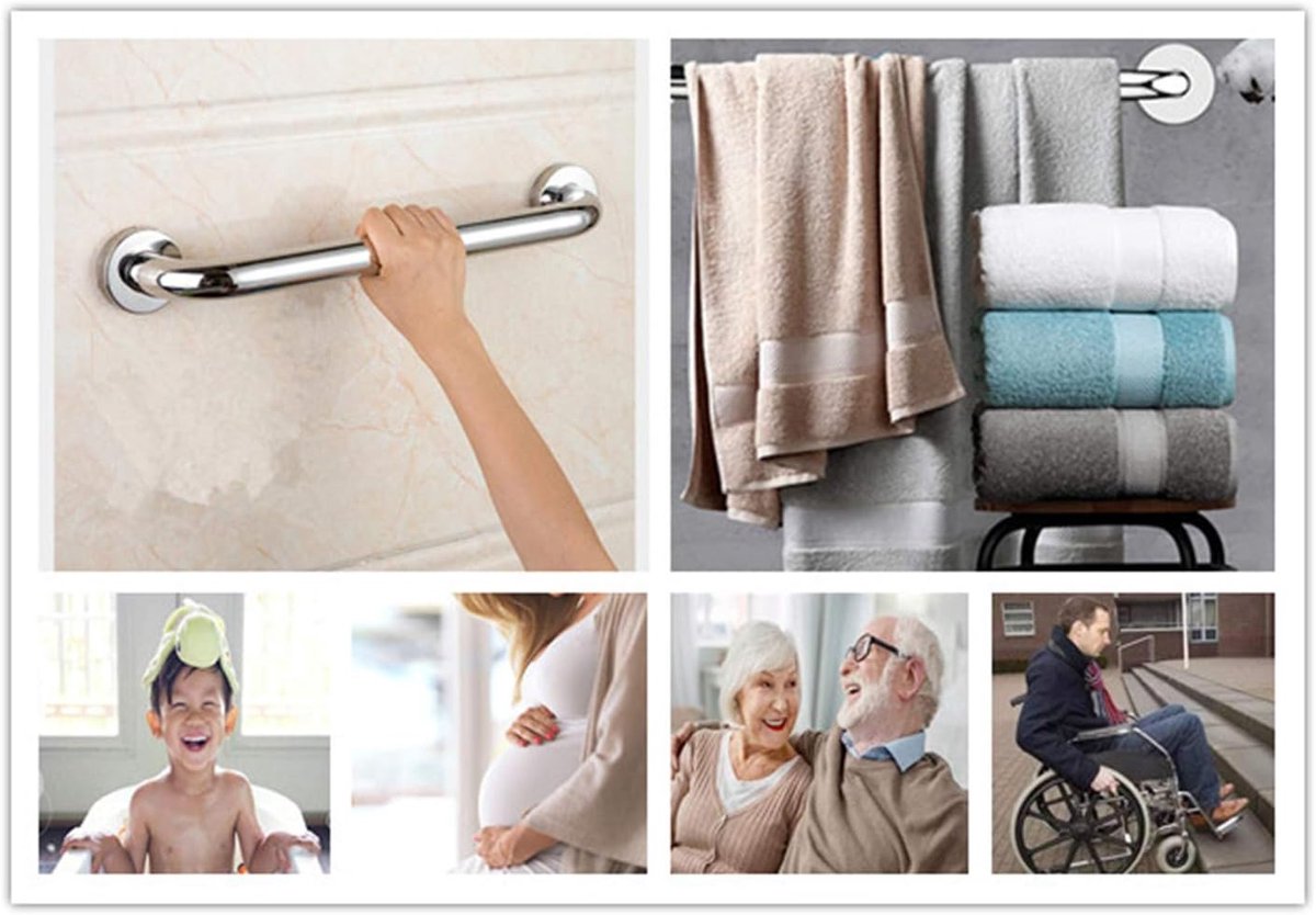 Stainless Steel Shower Grab Bar – 30cm, Silver, 100kg Capacity