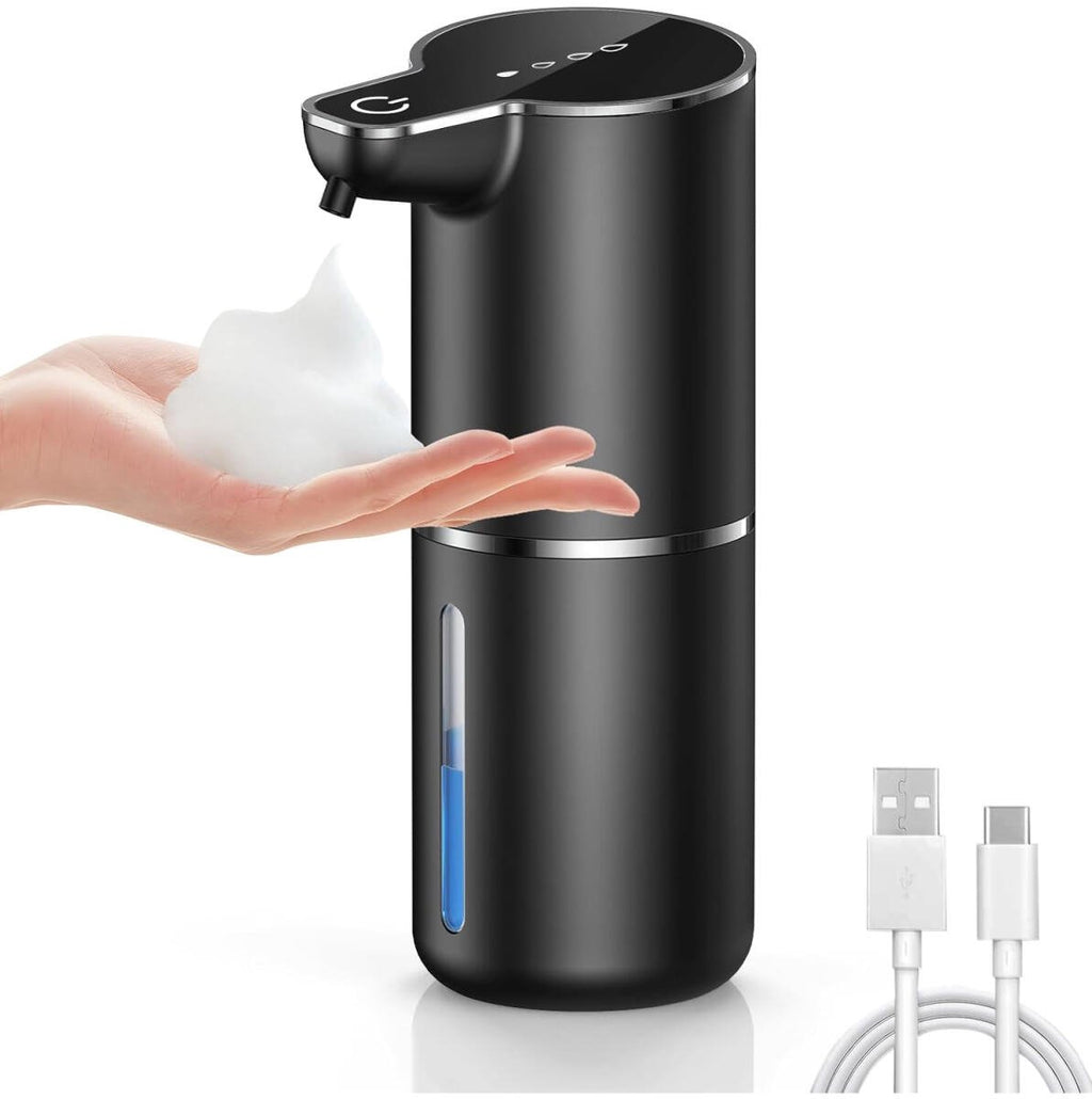 Touchless Foam Soap Dispenser – 350ml USB Rechargeable, 4 Levels – Black