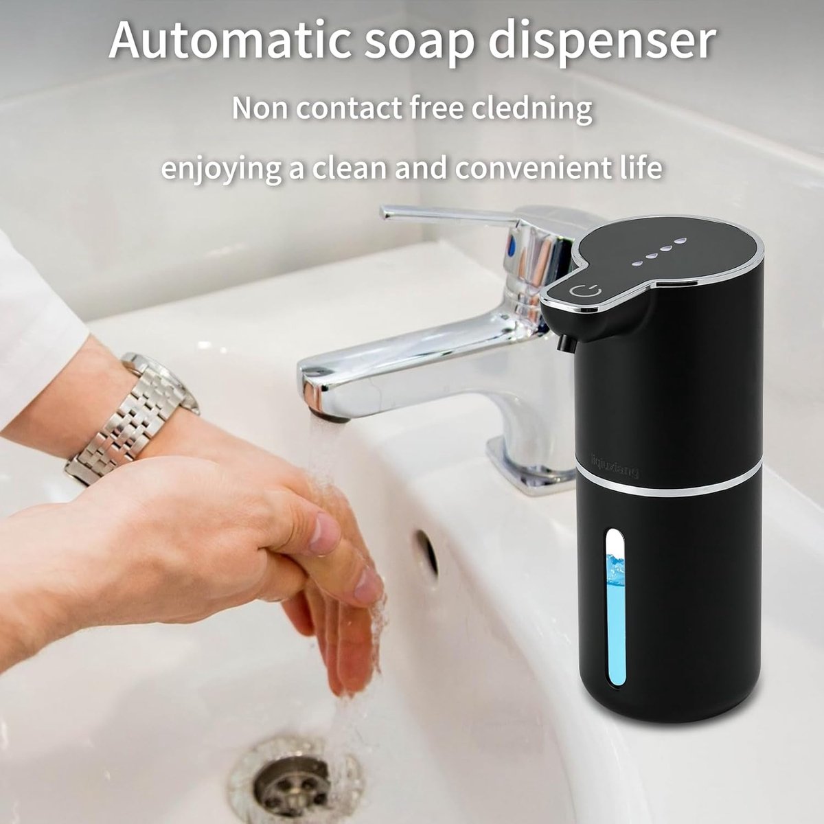Touchless Foam Soap Dispenser – 350ml USB Rechargeable, 4 Levels – Black