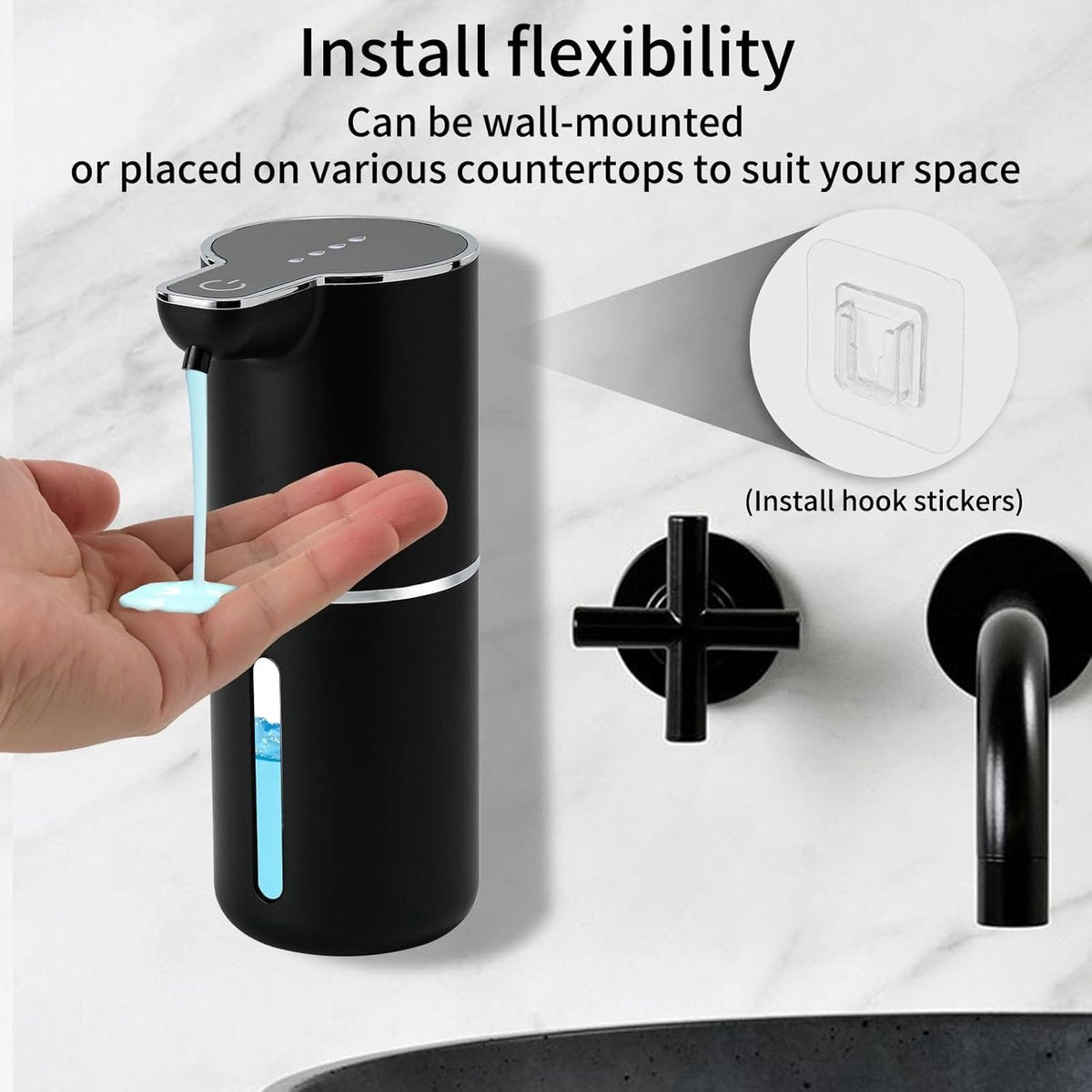 Touchless Foam Soap Dispenser – 350ml USB Rechargeable, 4 Levels – Black