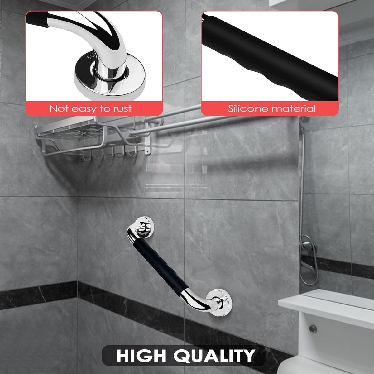 Stainless Steel Grab Bars – 2-Pack, 30cm