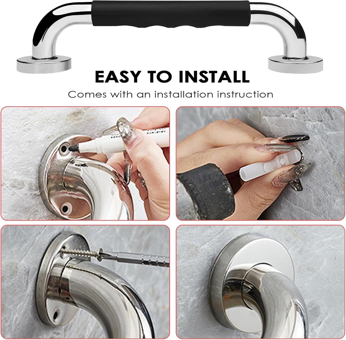 Stainless Steel Grab Bars – 2-Pack, 30cm