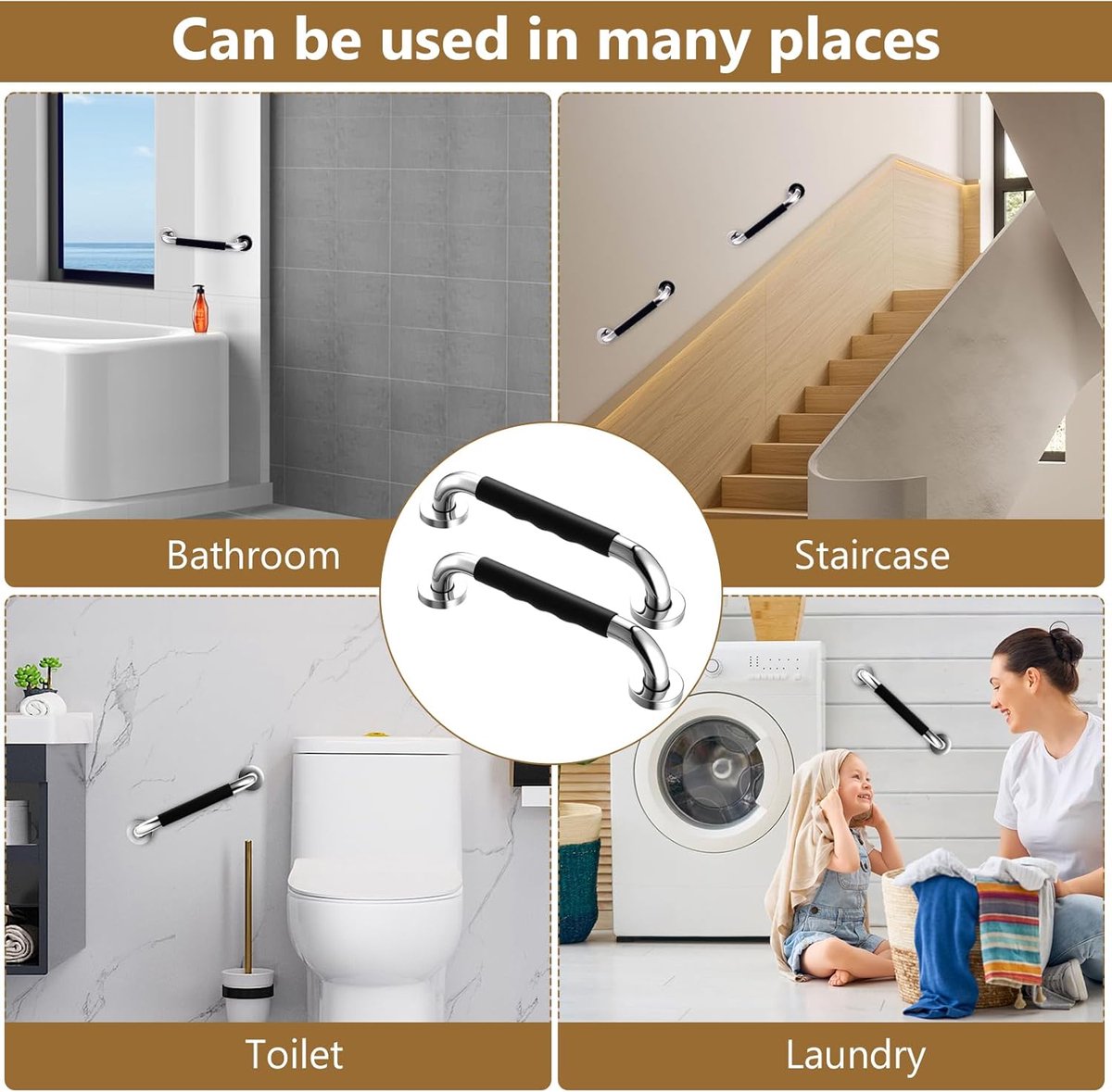 Stainless Steel Grab Bars – 2-Pack, 30cm