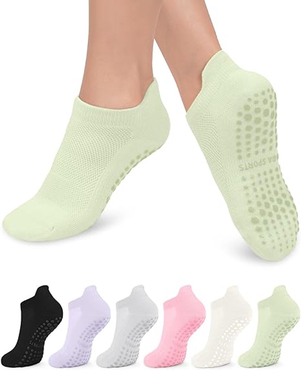 Anti-Slip Grip Socks 6-Pack – Yoga, Pilates & Fall Prevention