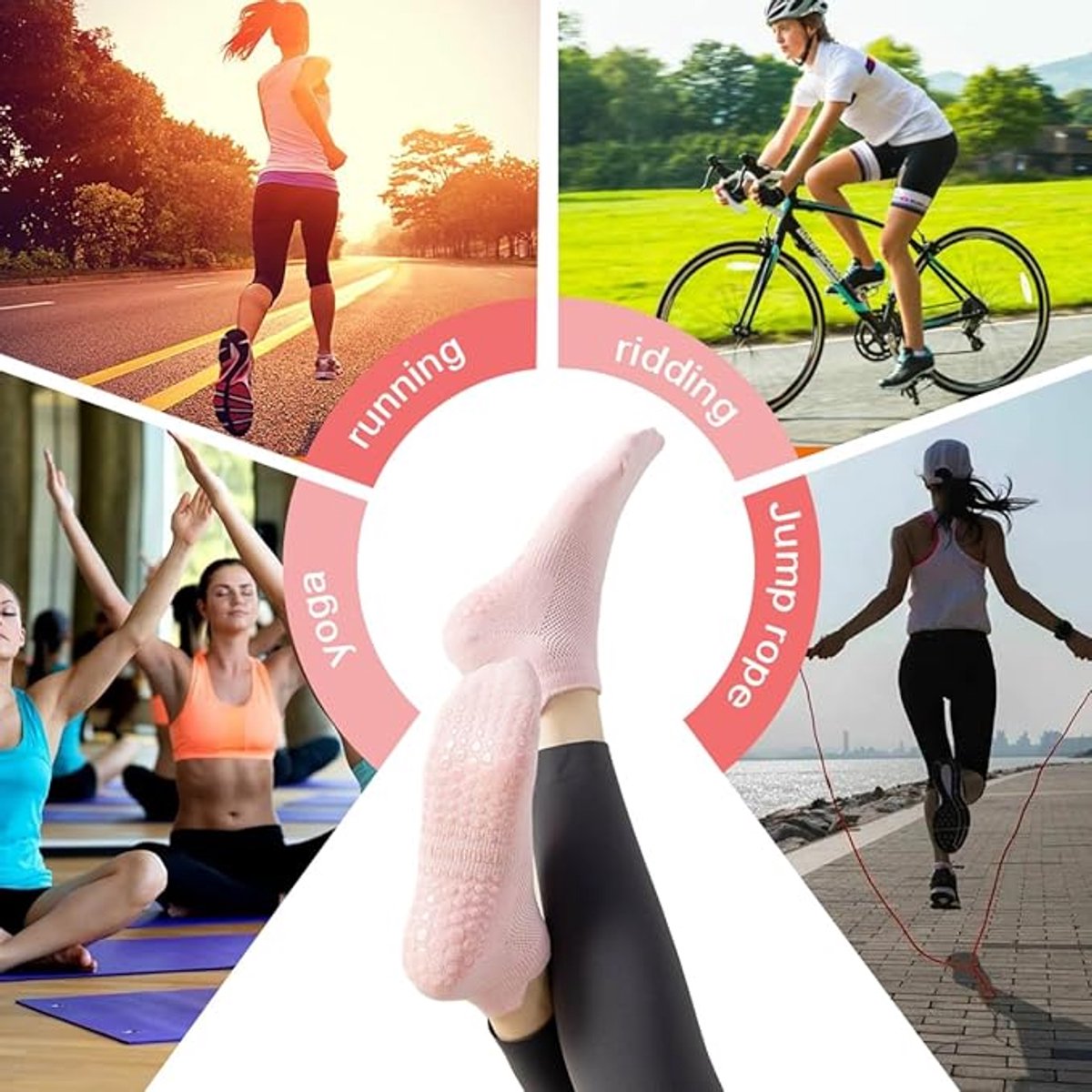 Anti-Slip Grip Socks 6-Pack – Yoga, Pilates & Fall Prevention