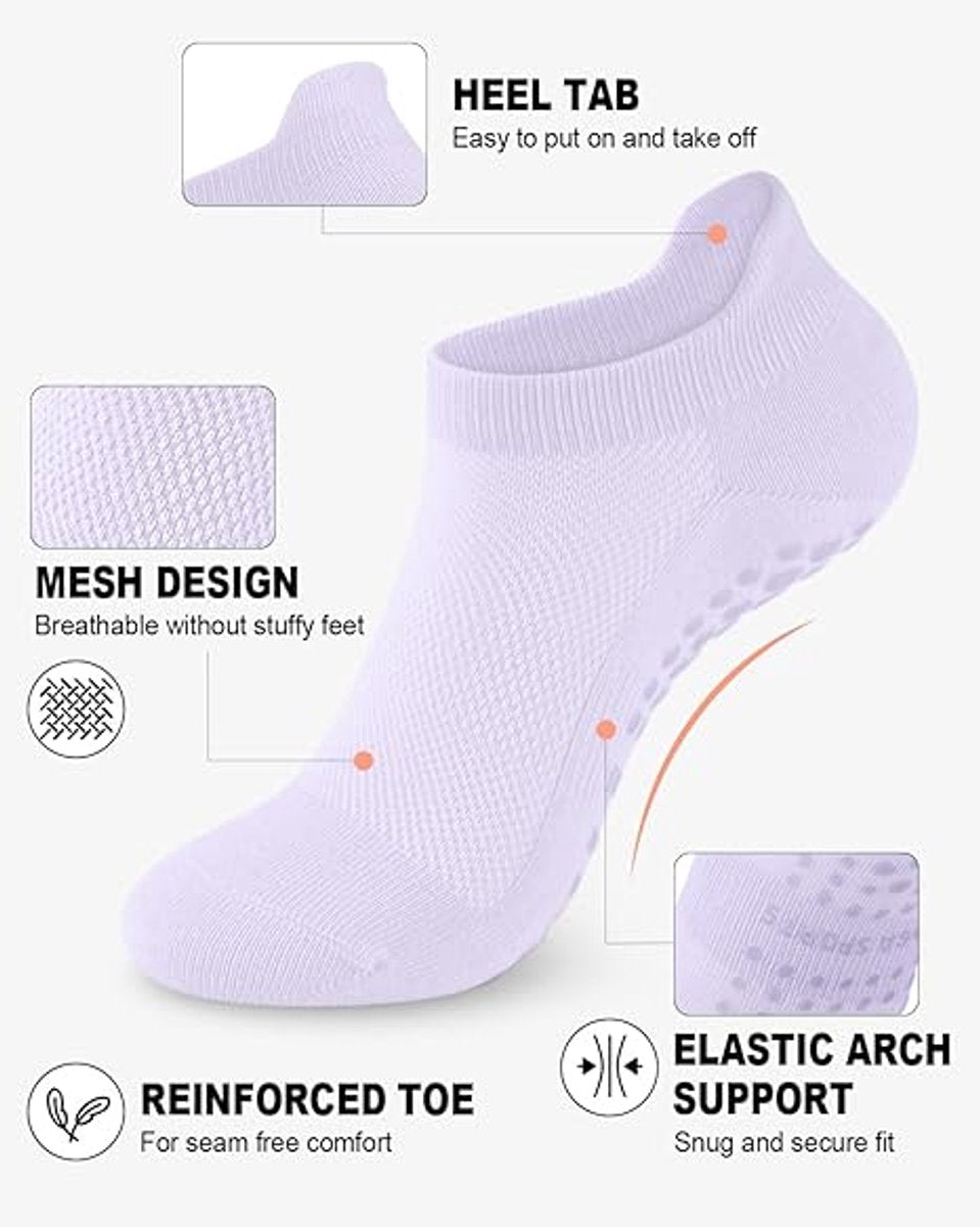 Anti-Slip Grip Socks 6-Pack – Yoga, Pilates & Fall Prevention