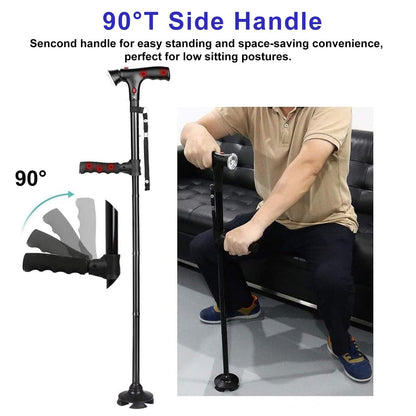Folding Walking Cane with LED Light & Alarm – Heavy Duty