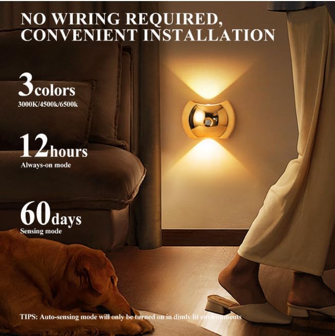 Rechargeable Magnetic Motion Sensor Wall Lamp – Black
