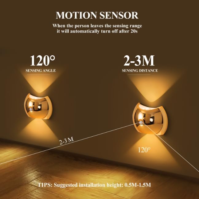Rechargeable Magnetic Motion Sensor Wall Lamp – Black
