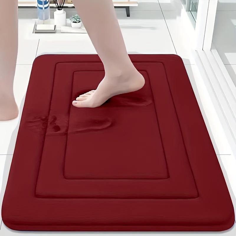Red Geometric Pattern Anti-Slip Bath Mat