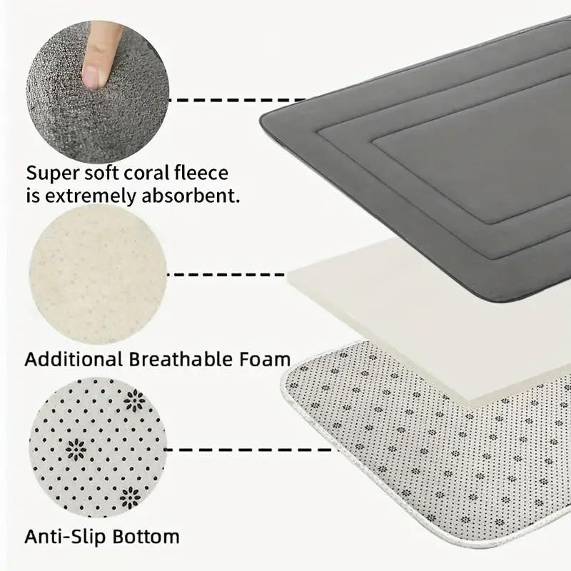 Red Geometric Pattern Anti-Slip Bath Mat