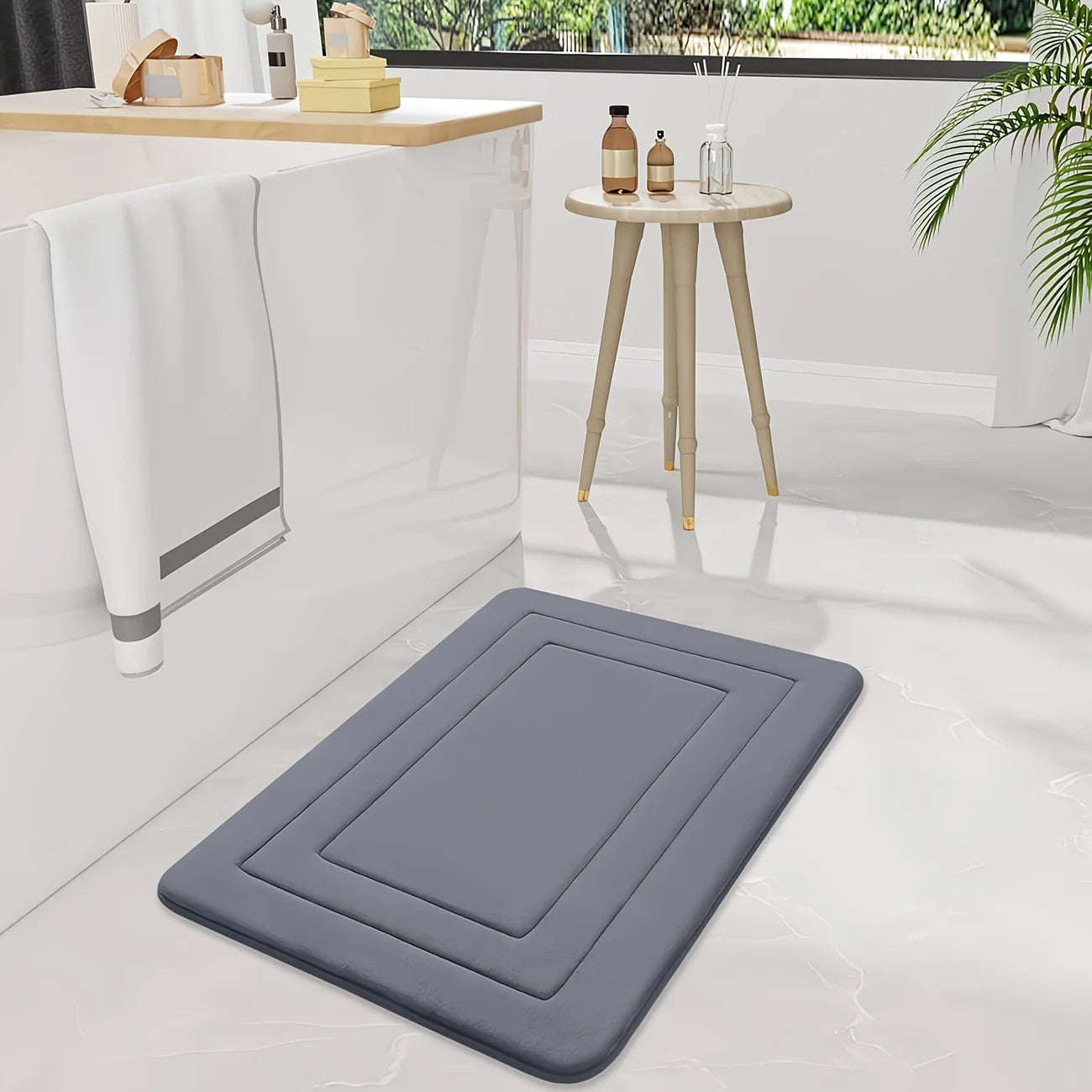 Red Geometric Pattern Anti-Slip Bath Mat