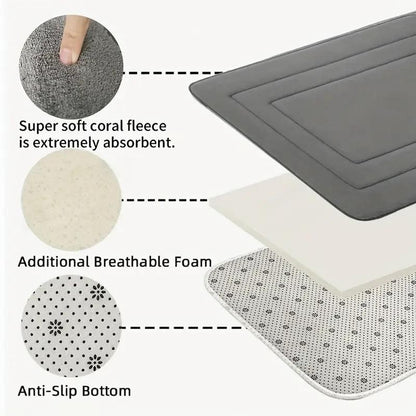 Grey Geometric Pattern Anti-Slip Bath Mat