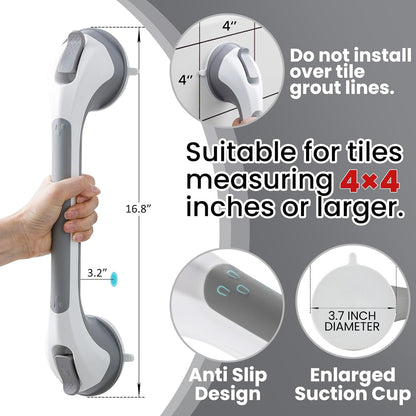 Suction Grab Bars for Shower & Bathtub 2-Pack – Grey