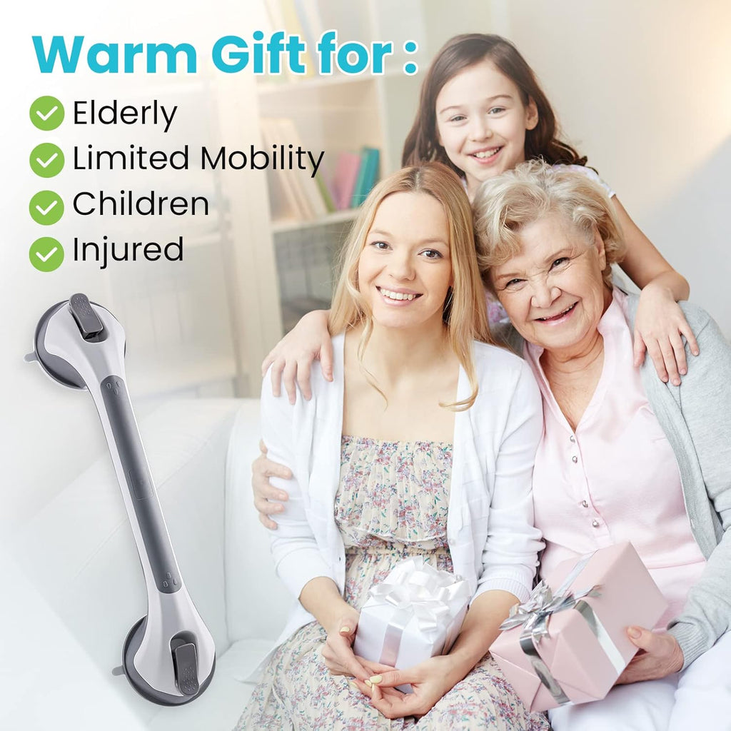 Suction Grab Bars for Shower & Bathtub 2-Pack – Grey