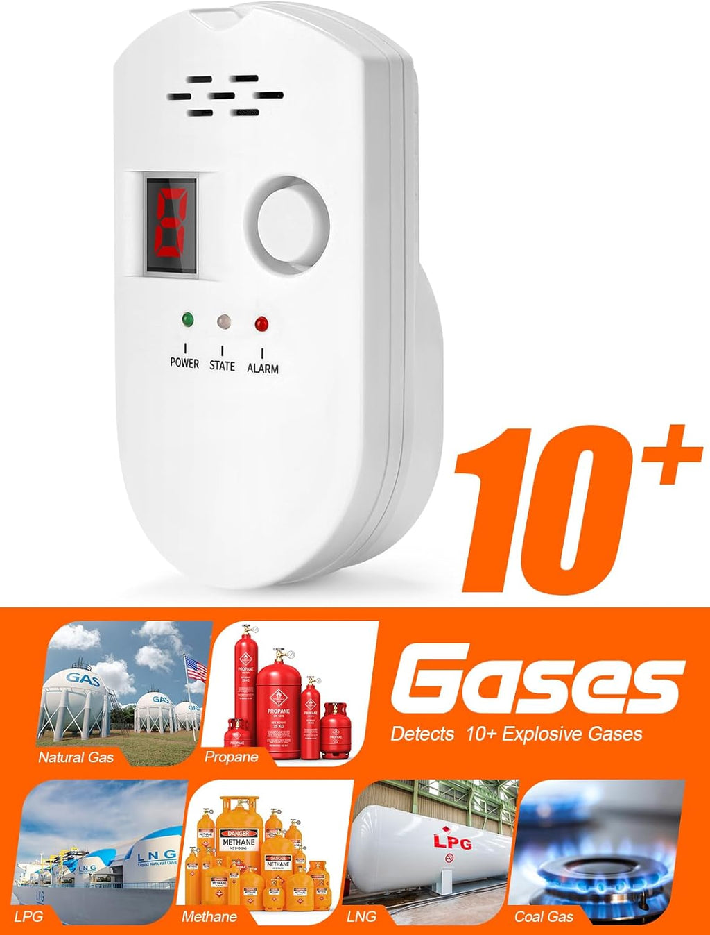 Natural Gas Leak Detector – Plug-In LPG, LNG & Methane Alarm