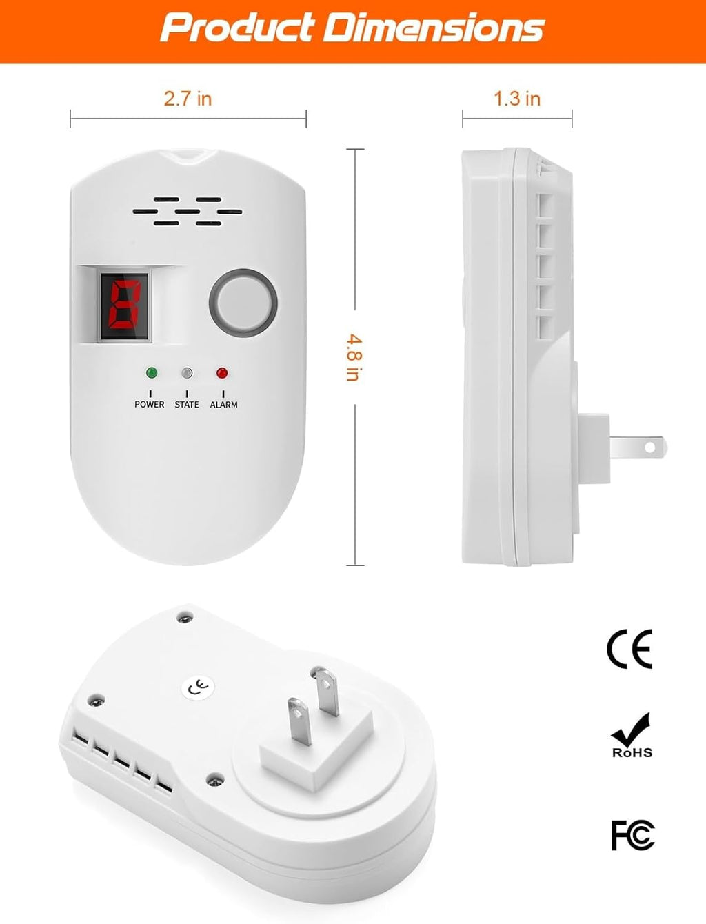 Natural Gas Leak Detector – Plug-In LPG, LNG & Methane Alarm