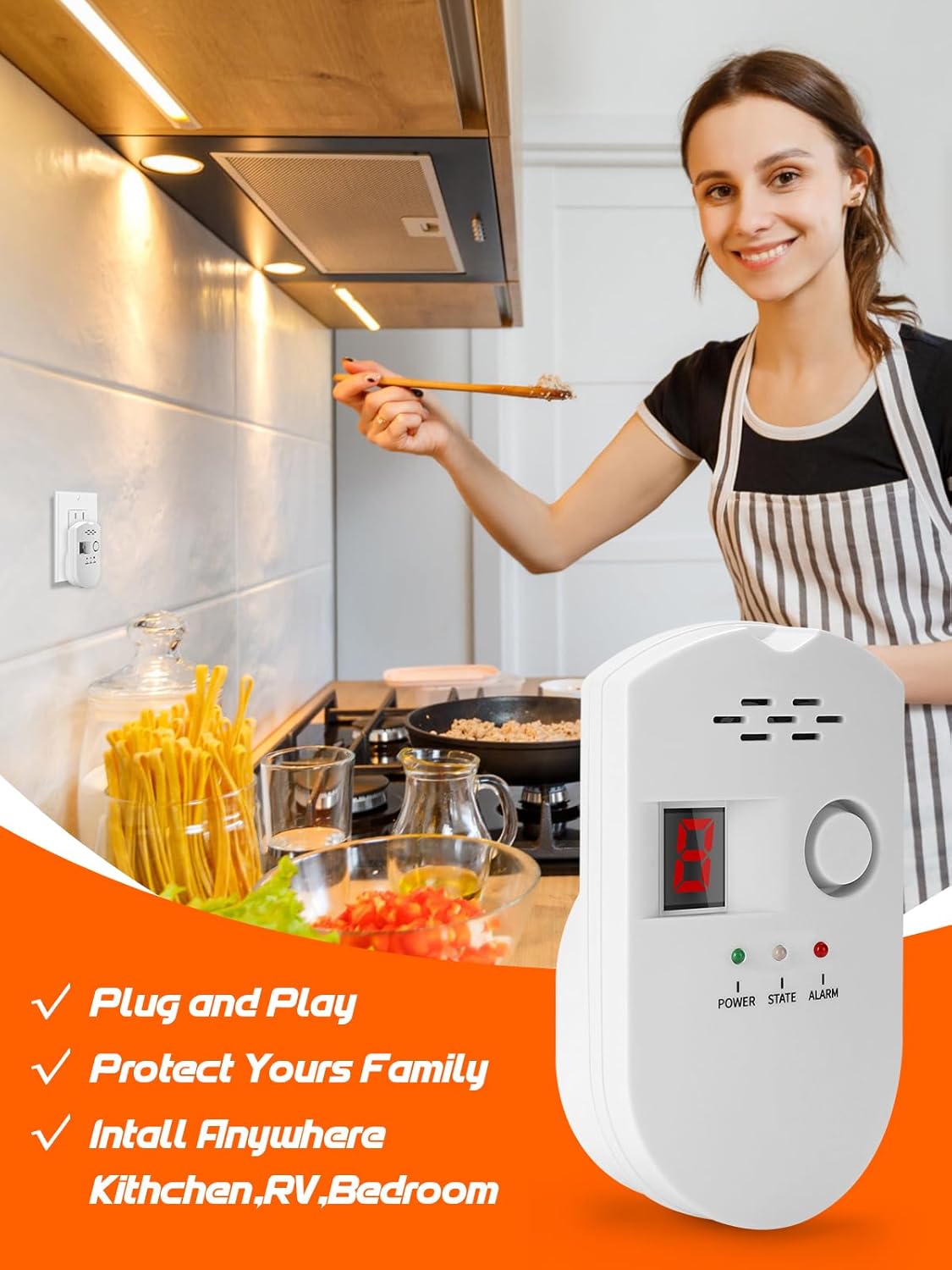 Natural Gas Leak Detector – Plug-In LPG, LNG & Methane Alarm