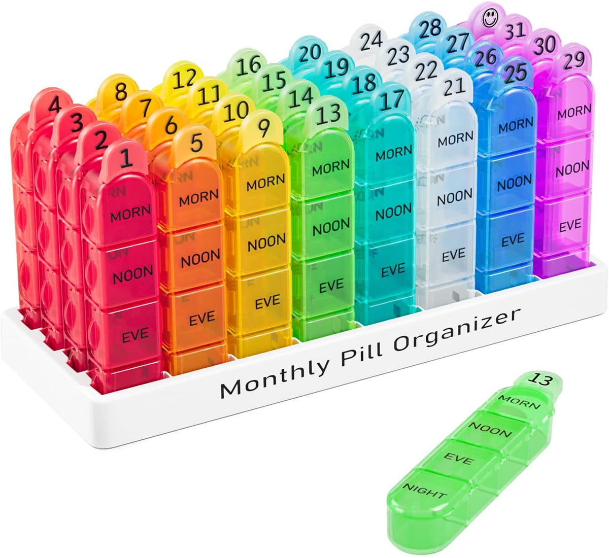 Monthly Pill Organiser – 31 Day, 4 Times a Day, BPA-Free with Removable Daily Cases