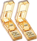 Professional Pill Cutter – 2-Pack, V-Groove Blade Guard, BPA-Free – Brown