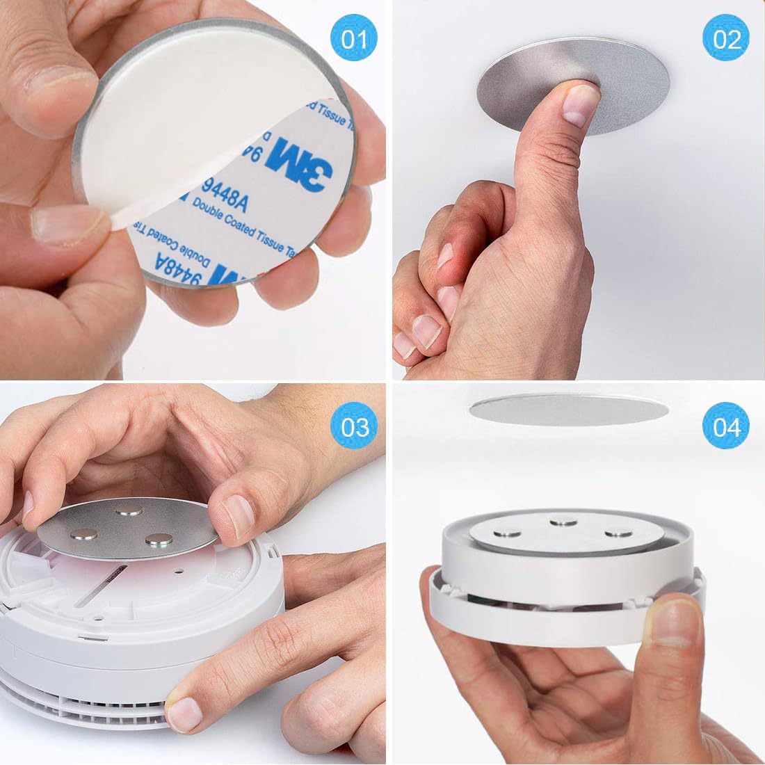 Magnetic Smoke Detector Mounting Pads – No-Drill Install (3-Pack)
